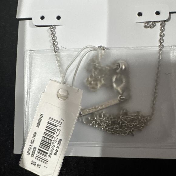 Kendra Scott Letter "X" Disc Pendant Necklace Rhodium Black Mother-Of-Pearl - Picture 4 of 7